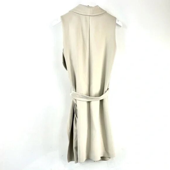 BOSS Hugo Boss Kallmi Beige Sleeveless Tie-Waist Trench Coat - Picture 2 of 14